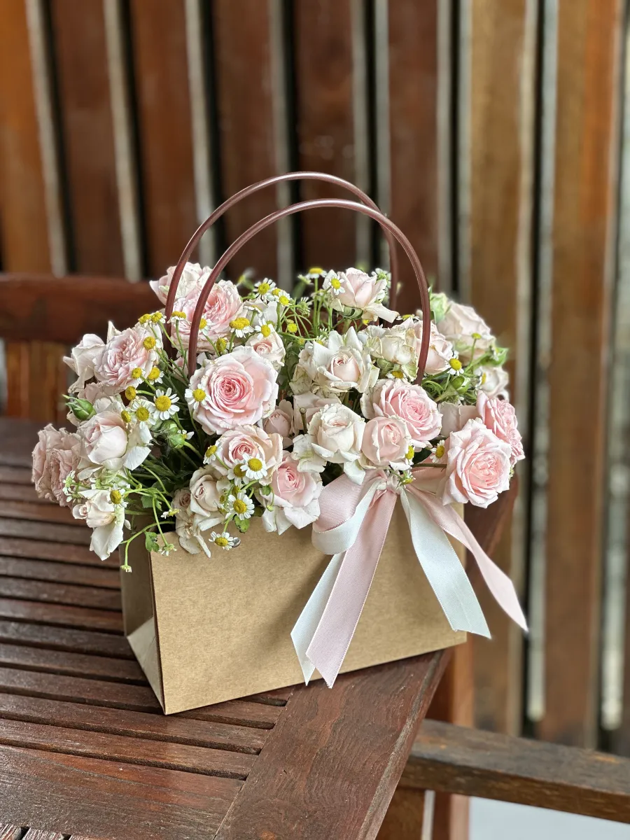 Flowers in a Gratitude Bag