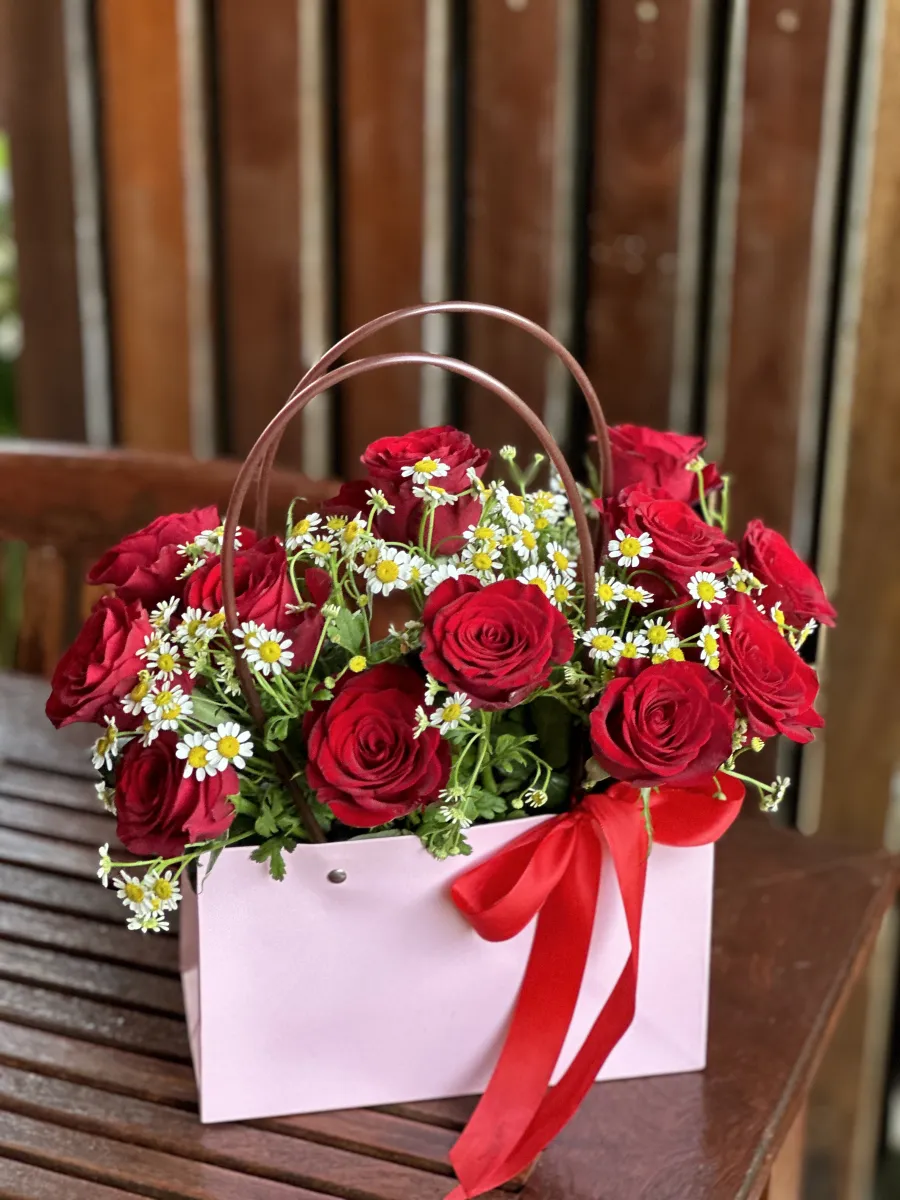 Flowers in a bag "With love and care"