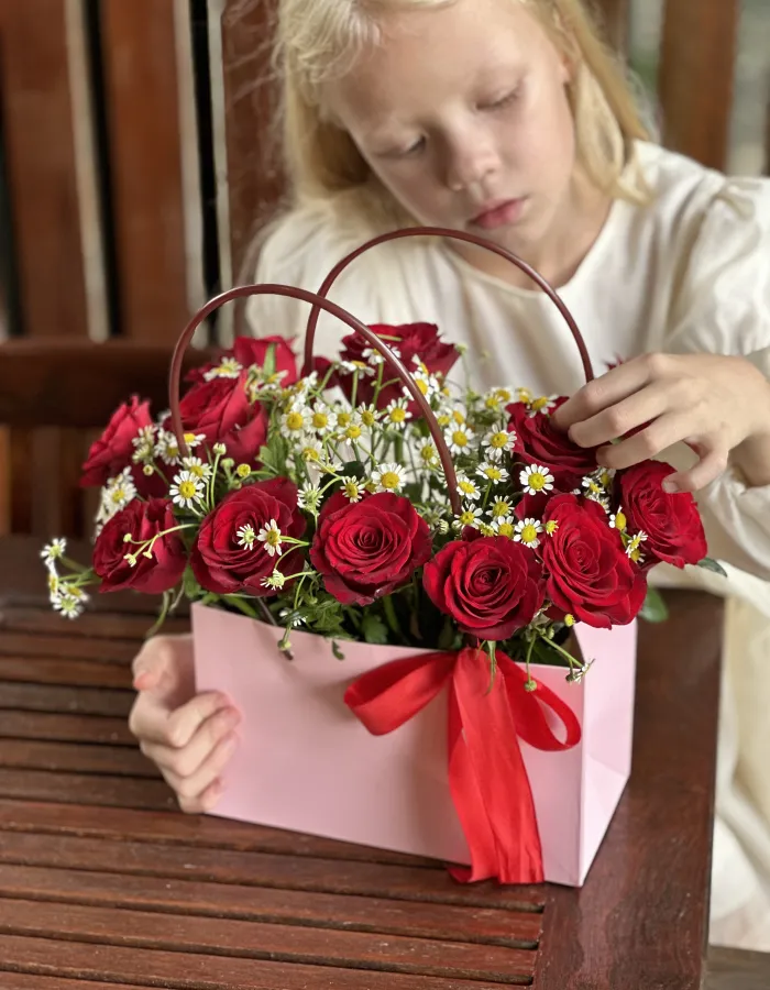 Flowers in a bag "With love and care"