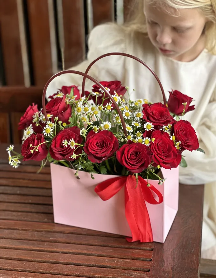 Flowers in a bag "With love and care"