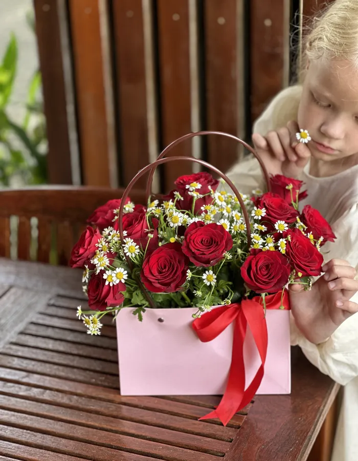 Flowers in a bag "With love and care"