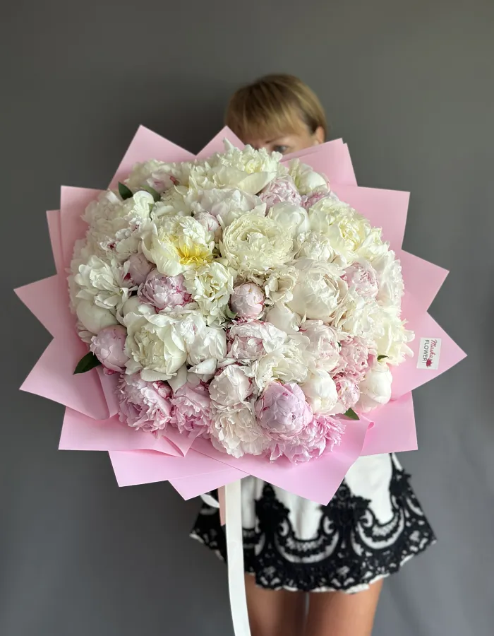 A bouquet of 51 peonies