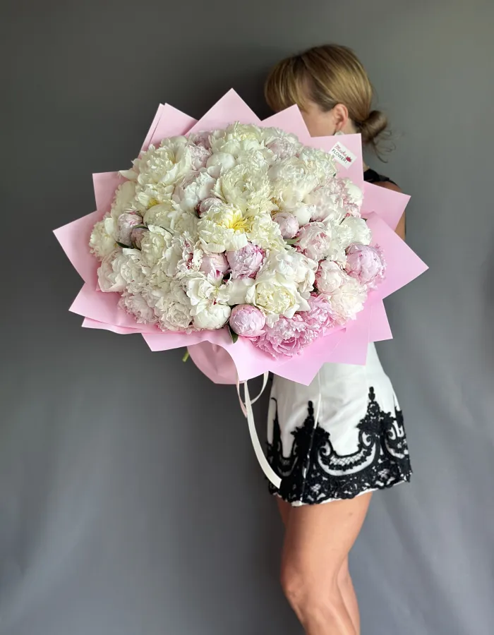 A bouquet of 51 peonies