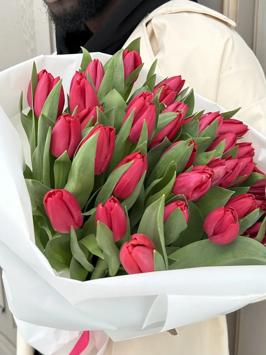 Букет из 25 красных тюльпанов